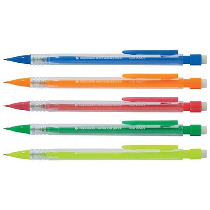 5 Star Mechanical Pencil, Retractable, Assorted Barrels, Pack of 10