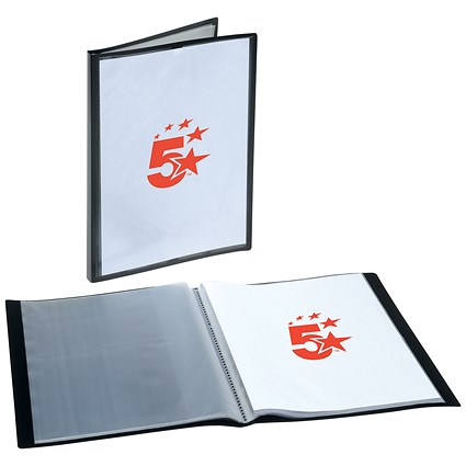 5 Star Rigid Cover Display Book, 30 Pockets, A4, Black