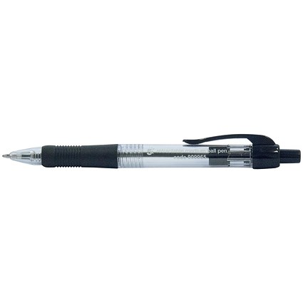 5 Star Retractable Grip Ball Pen, Black, Pack of 10