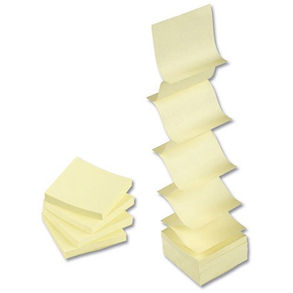 5 Star Concertina Sticky Notes, 76x76mm, Yellow, Pack of 12 x 100 Notes