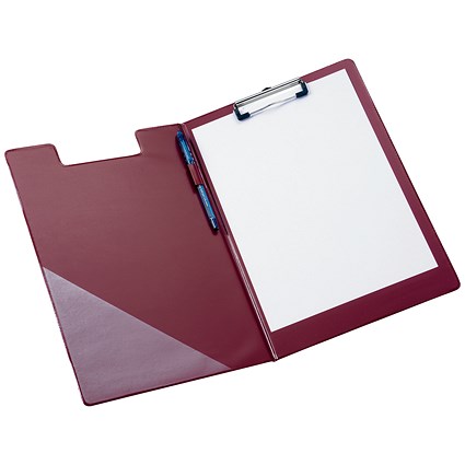 5 Star Fold-over Clipboard with Front Pocket, Foolscap, Red