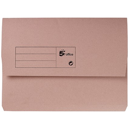 5 Star A4 Document Wallets Half Flap, 285gsm, Buff, Pack of 50