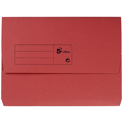 5 Star A4 Document Wallets Half Flap, 285gsm, Red, Pack of 50