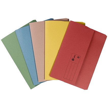 5 Star A4 Document Wallets Half Flap, 285gsm, Assorted, Pack of 50