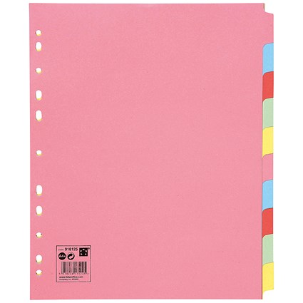 5 Star Subject Dividers, Extra Wide, 10-Part, A4, Assorted