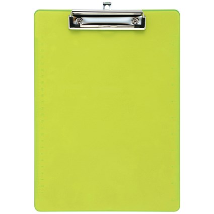 5 Star A4 Durable Plastic Clipboard - Green