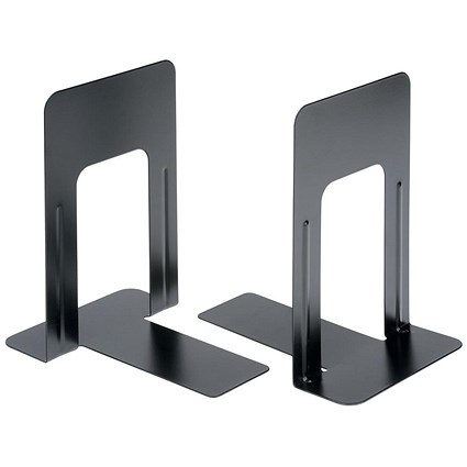 5 Star Heavy Duty Metal Bookends, 185mm, Black, Pack of 2