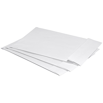 5 Star C4 Gusset Envelopes, 25mm Gusset, Peel and Seal, White, Pack of 125