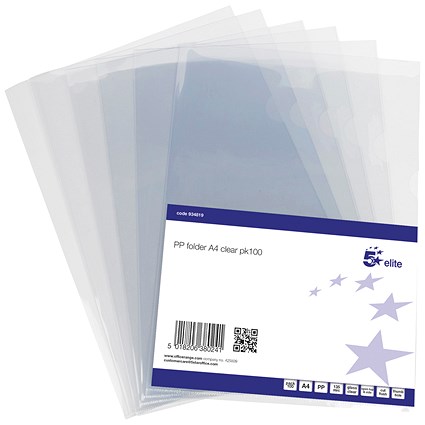 5 Star Cut Flush Folders, A4, Pack of 100