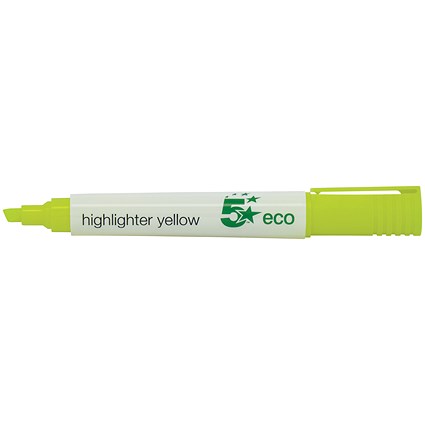 5 Star Eco Highlighters, Yellow, Pack of 10