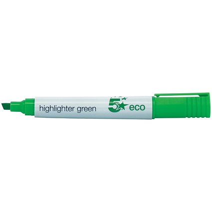 5 Star Eco Highlighters, Green, Pack of 10