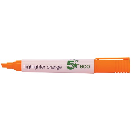 5 Star Eco Highlighters, Orange, Pack of 10