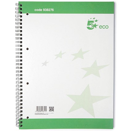 5 Star Eco Spiral Pad, A4, 4 Holes, Pack of 10