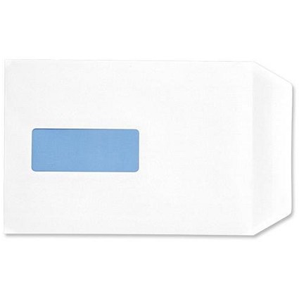 5 Star Eco C5 Pocket Envelopes, Window, White, Press Seal, 90gsm, Pack of 500