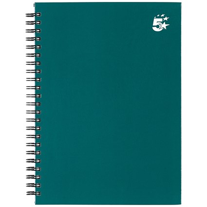 5 Star Hard Cover Wirebound Notebook, A5, Ruled, 140 Pages, Teal, Pack of 5