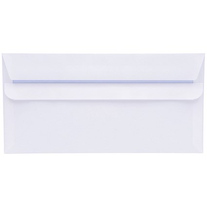 5 Star Plain DL Envelopes, White, Press Seal, 80gsm, Pack of 1000