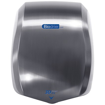 Biodrier 3D Smart Dry Hand Dryer, Brushed Stainless Steel