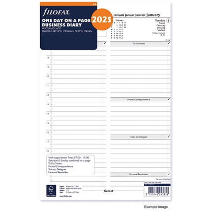 Filofax A4 Refill, Day Per Page, 2025