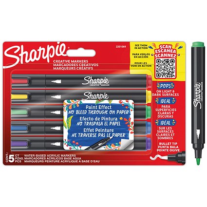 Sharpie Marker Paint Pens, Assorted, Pack of 5