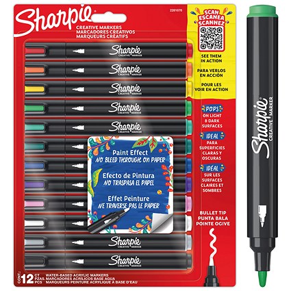 Sharpie Marker Paint Pens, Assorted, Pack of 12