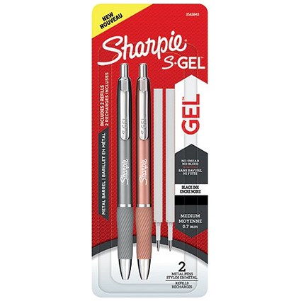 Sharpie S Gel Metal Pens x2/Refills x2 Black (Pack of 4)