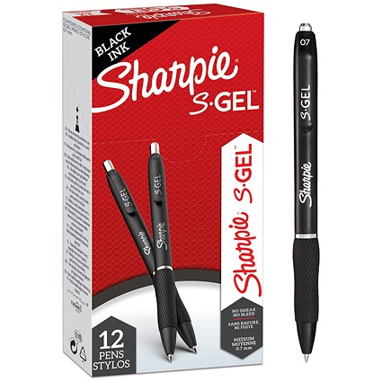 Sharpie S-Gel Gel Pens, Black, Pack of 12