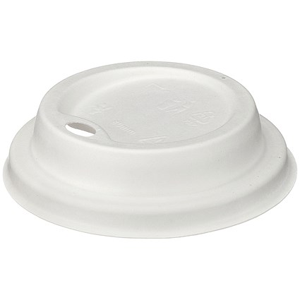 Edenware Moulded Fibre Coffee Cup Lid, 8oz, White, Pack of 1000