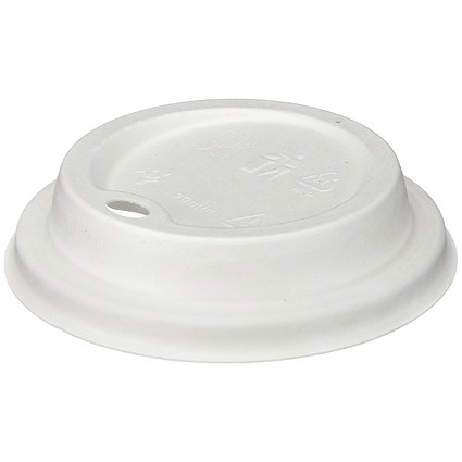 Edenware Moulded Fibre Coffee Cup Lid, 12 to 16oz, White, Pack of 1000