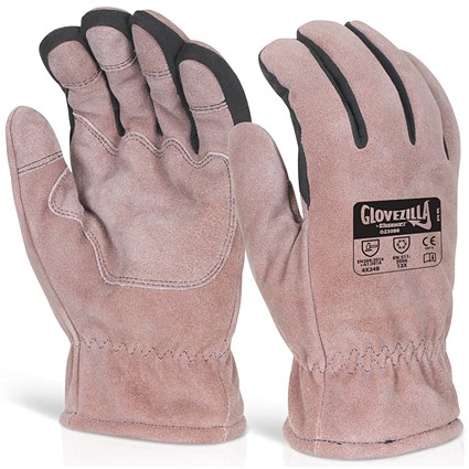 Glovezilla Thermal Leather Gloves, Brown, XL