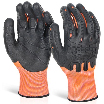 Glovezilla Cut Resistant Fully Coated Impact Gloves, Orange, Large