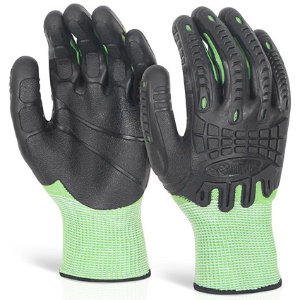 Glovezilla Cut Resistant Fully Coated Impact Gloves, Green, Large