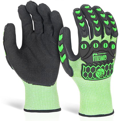 Glovezilla Foam Nitrile Coated Gloves, Green, Large