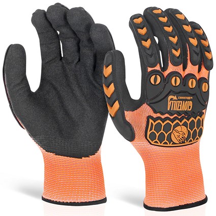 Glovezilla Foam Nitrile Coated Gloves, Orange, Large