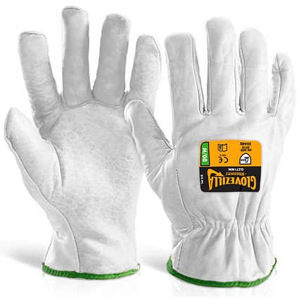 Glovezilla Cut Resistant Drivers Gloves, White, Large