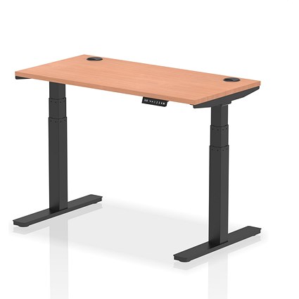 Air 1200mm Slim Rectangular Height-Adjustable Desk, Black Leg, Beech