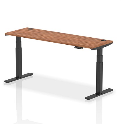 Air 1800mm Slim Rectangular Height-Adjustable Desk, Black Leg, Walnut