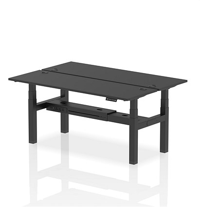 Air 2 Person Sit-Standing Bench Desk, Back to Back, 2 x 1800mm (600mm Deep), Black Frame, Black