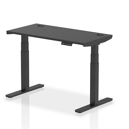 Air 1200mm Slim Rectangular Height Adjustable Desk, Black Leg, Black