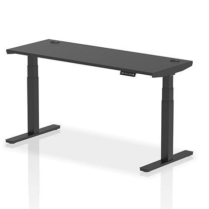 Air 1600mm Slim Rectangular Height Adjustable Desk, Black Leg, Black