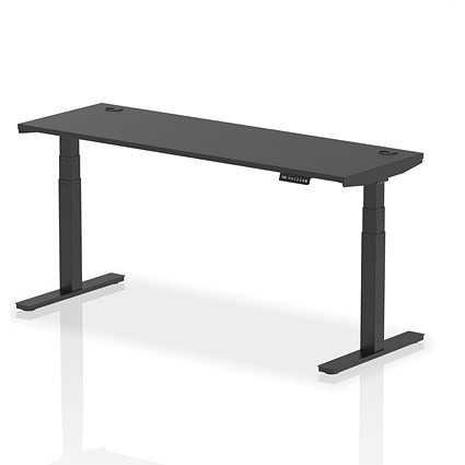 Air 1800mm Slim Rectangular Height Adjustable Desk, Black Leg, Black