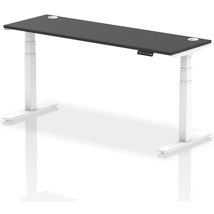 Air 1800mm Slim Rectangular Height Adjustable Desk, White Leg, Black