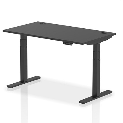 Air 1400mm Rectangular Height Adjustable Desk, Black Leg, Black