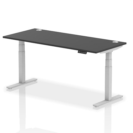 Air 1800mm Rectangular Height Adjustable Desk, Silver Leg, Black