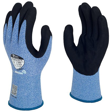 Polyflex Eco Nitrile Palm Coated Gloves, 2XL, Blue and Black, Pack of 10