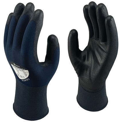 Polyco Polyflex Eco Air PU Coated Gloves, Black/Blue, Size 10/XL, Pack of 10