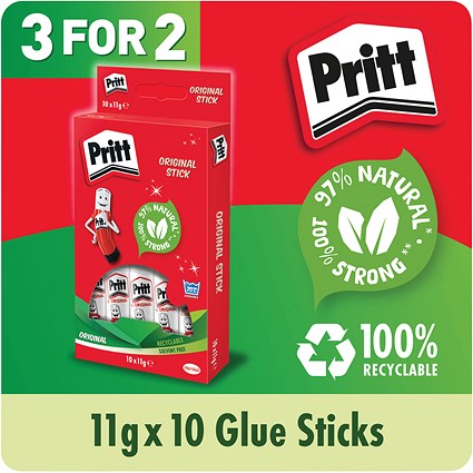 Pritt Stick Glue, Standard, 11g, Pack of 10 - 3 Pack Saver Bundle