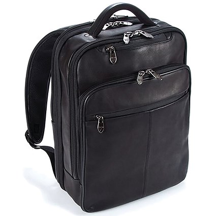 Falcon Full Grain Luxury Leather Laptop Backpack, For up to 15.6 Inch Laptops, Black