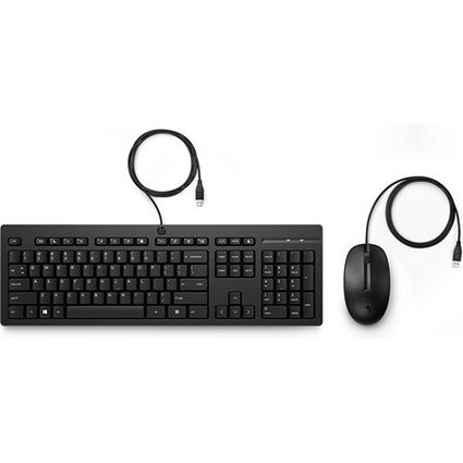 HP 225 Mouse and Keyboard Combo, Wired, Black