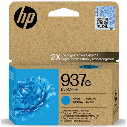 HP 937E EvoMore Ink Cartridge High Yield Cyan 4S6W6NE