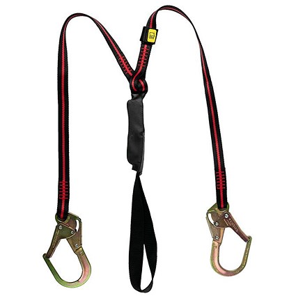 Honeywell Arc Flash Twin Rebar Hook Lanyard, Black and Red, 1.8m